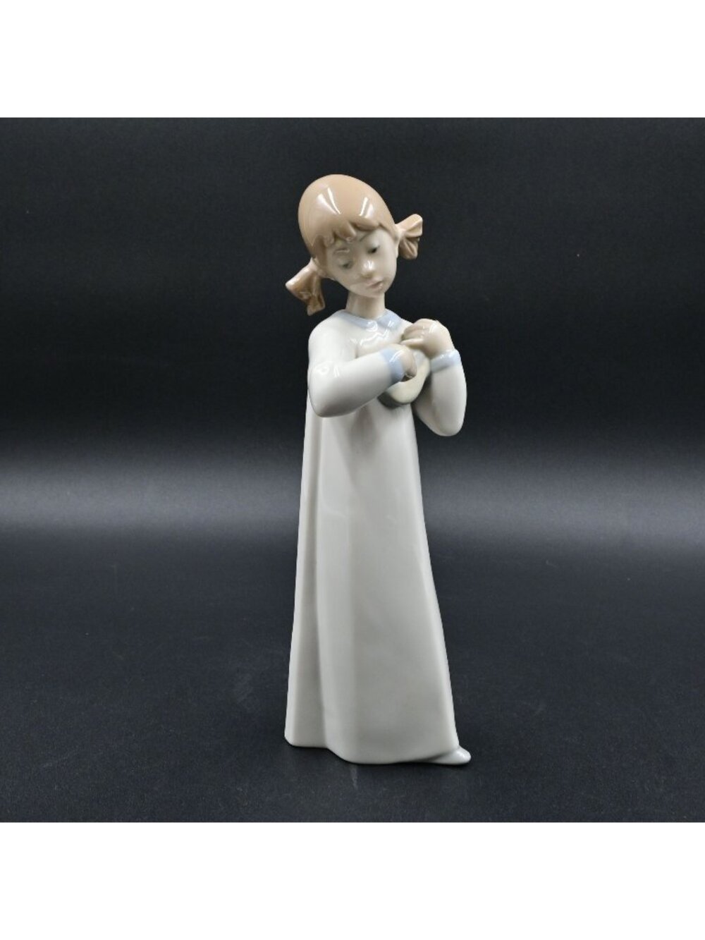 Lladro Figurine 4871 Girl Playing Guitar Mandolin Glossy Porcelain Vintage